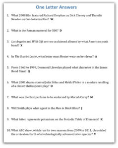 1 Letter Answers Unique Trivia Night Round Ideas Trivia Night