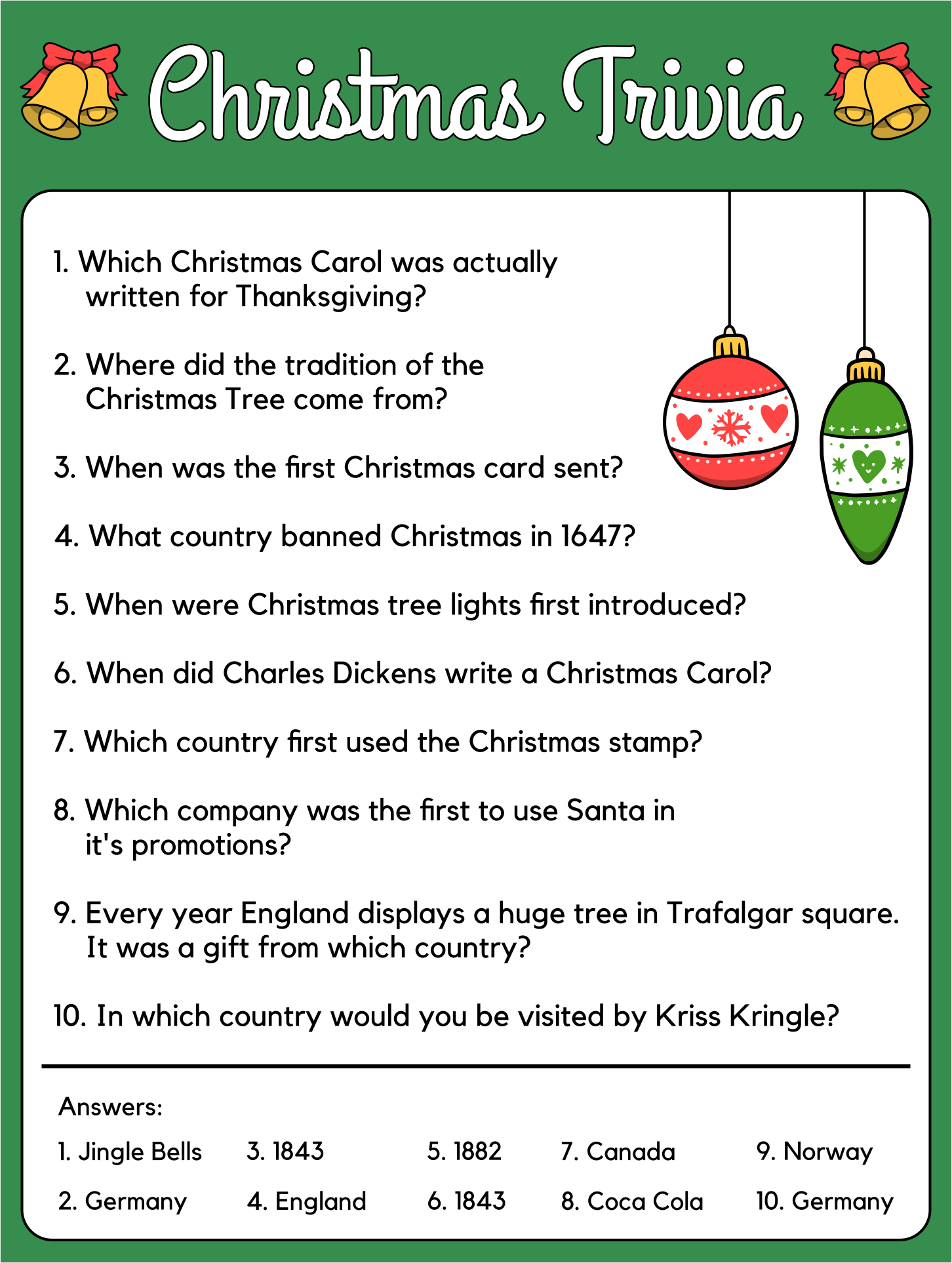 10 Best Christmas Printable Trivia With Answers Printablee
