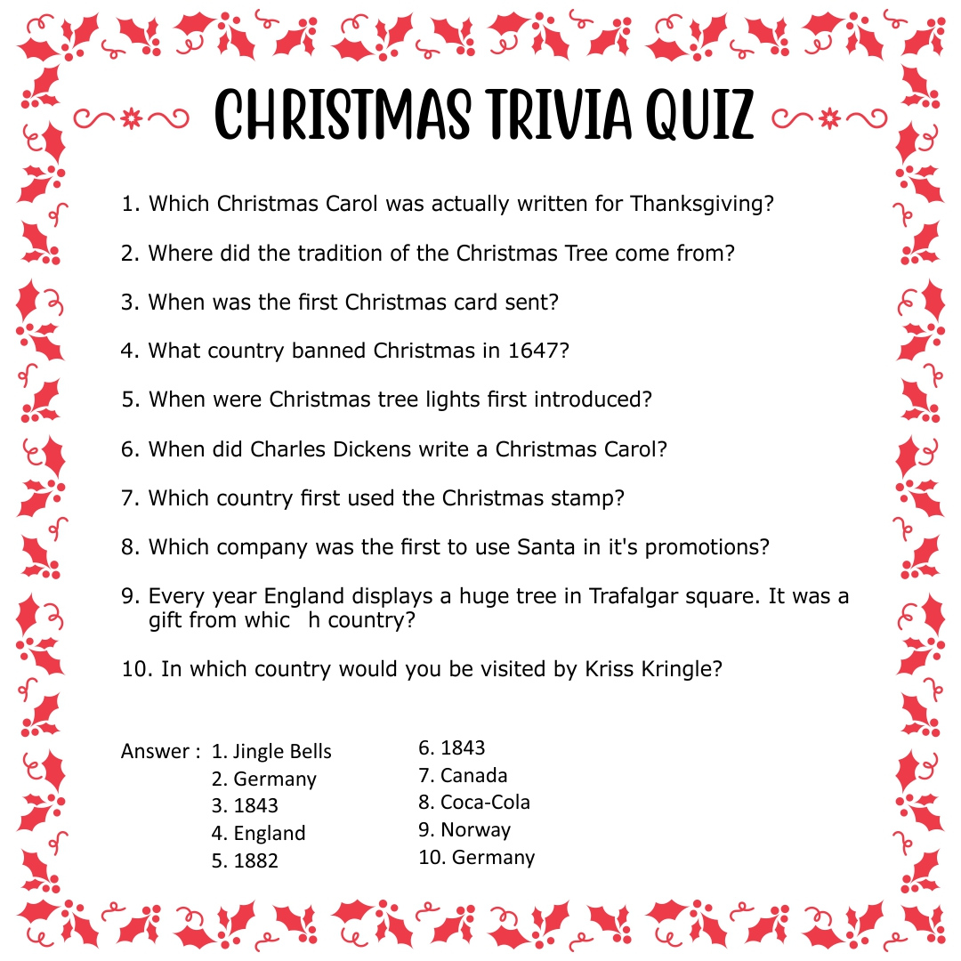 Easy Christmas Trivia Questions And Answers