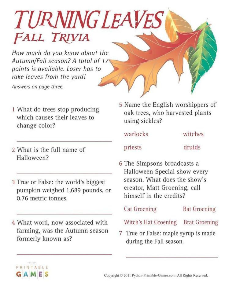 Fall Trivia Questions