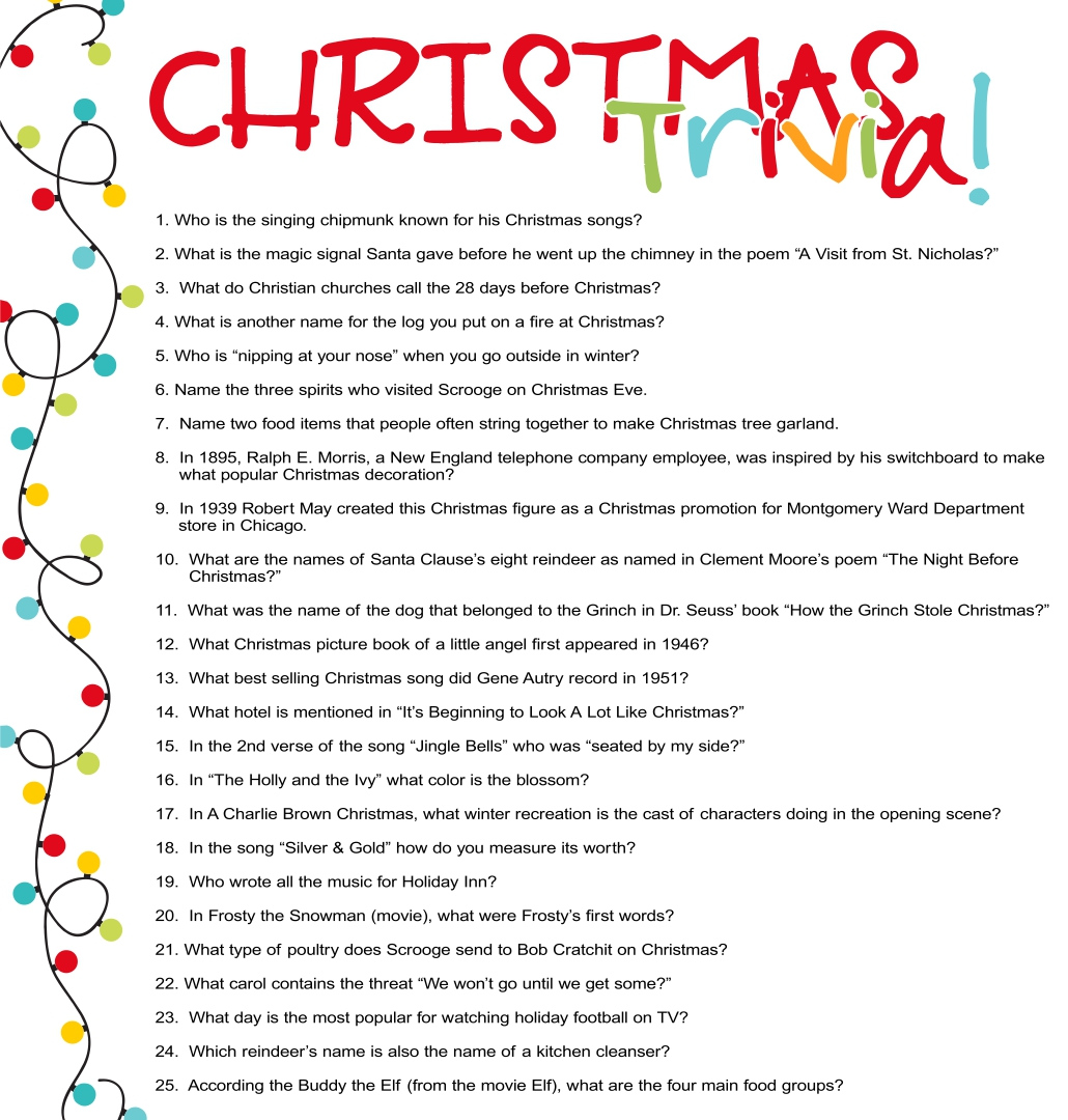 10 Best Printable Christmas Trivia Questions Printablee
