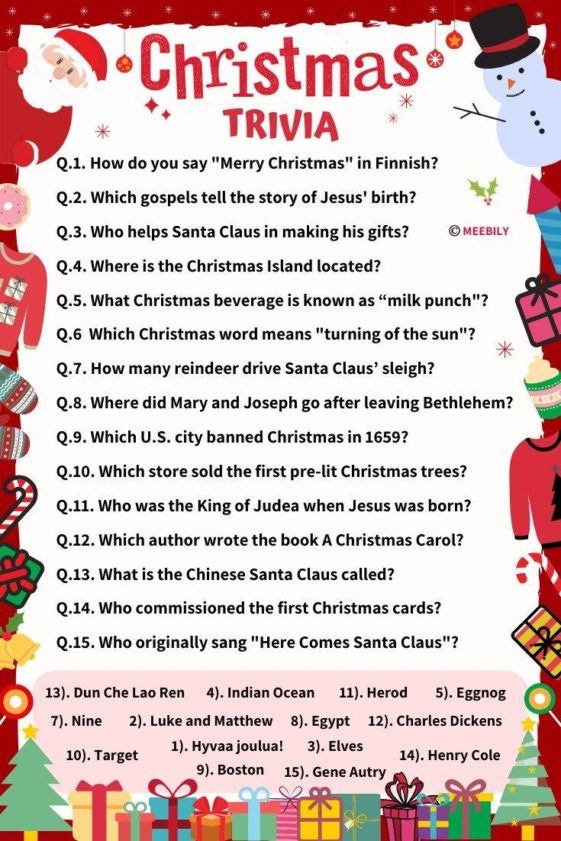 100 Christmas Trivia Questions Answers Meebily