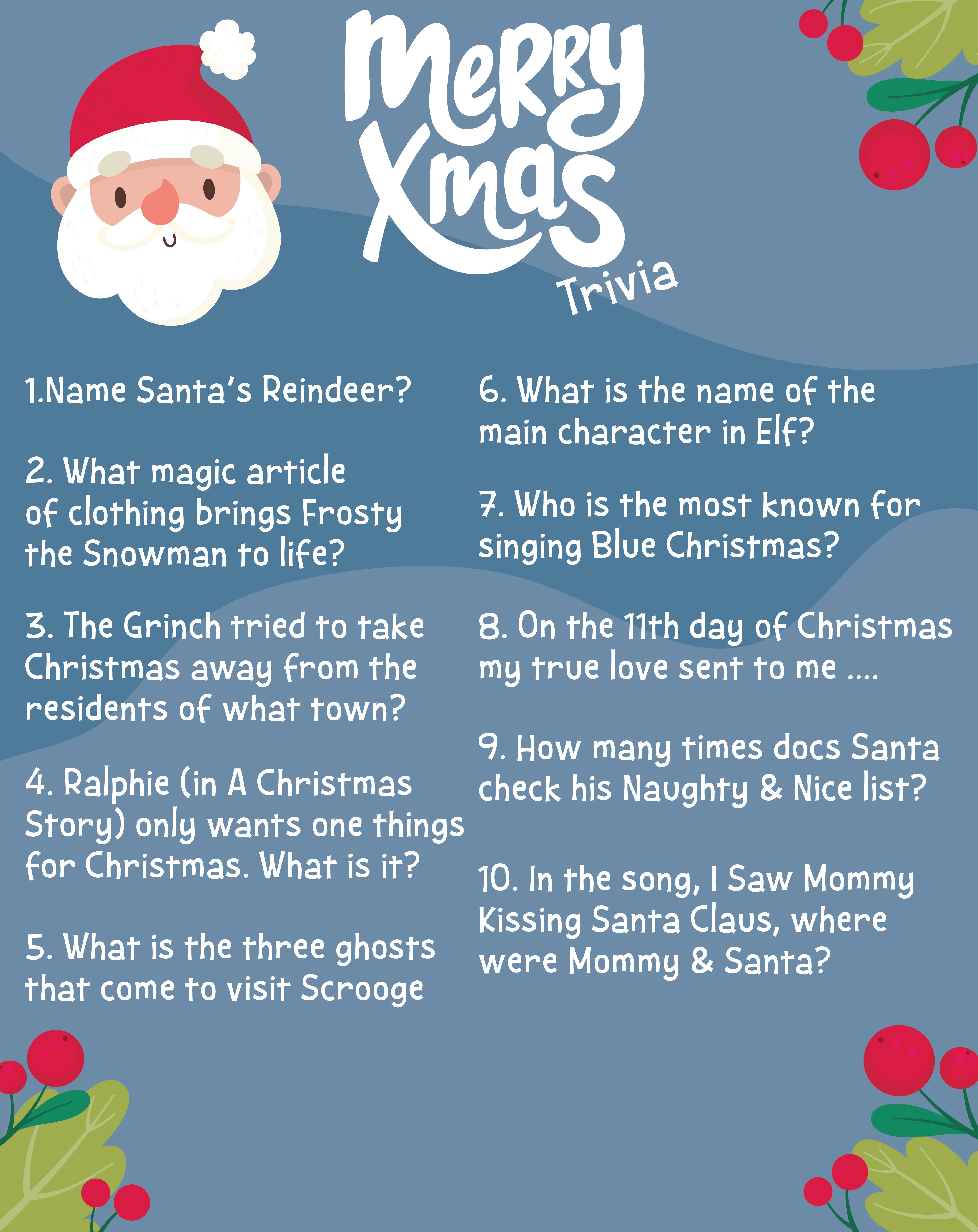 13 Best Printable Christmas Trivia And Answers Printablee