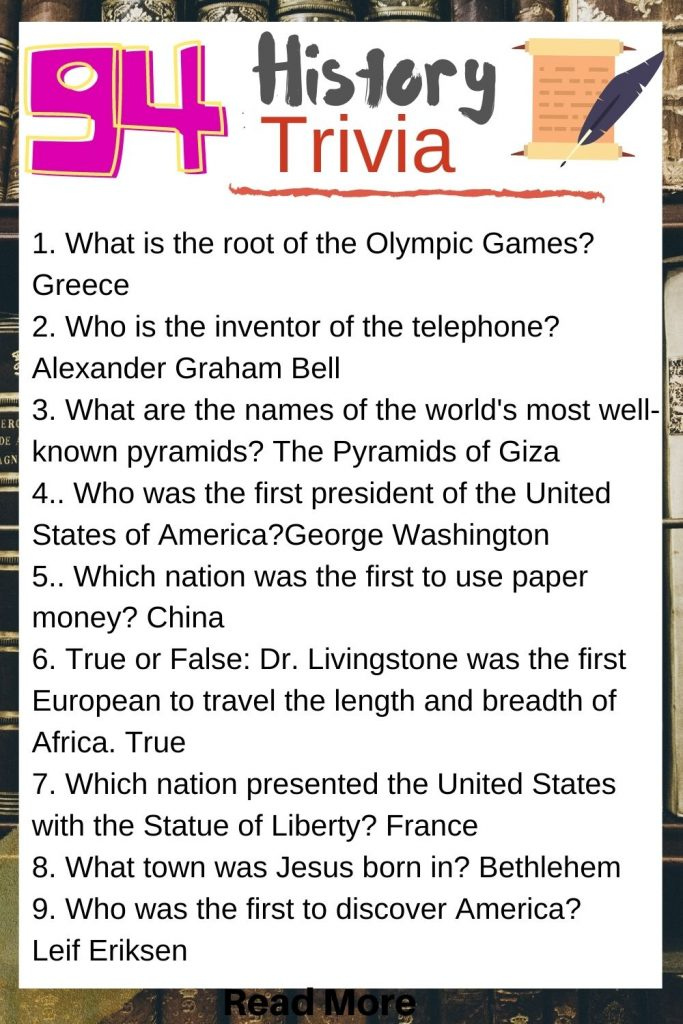 History Trivia Questions And Answers For Kids | Trivia Questions And Answer