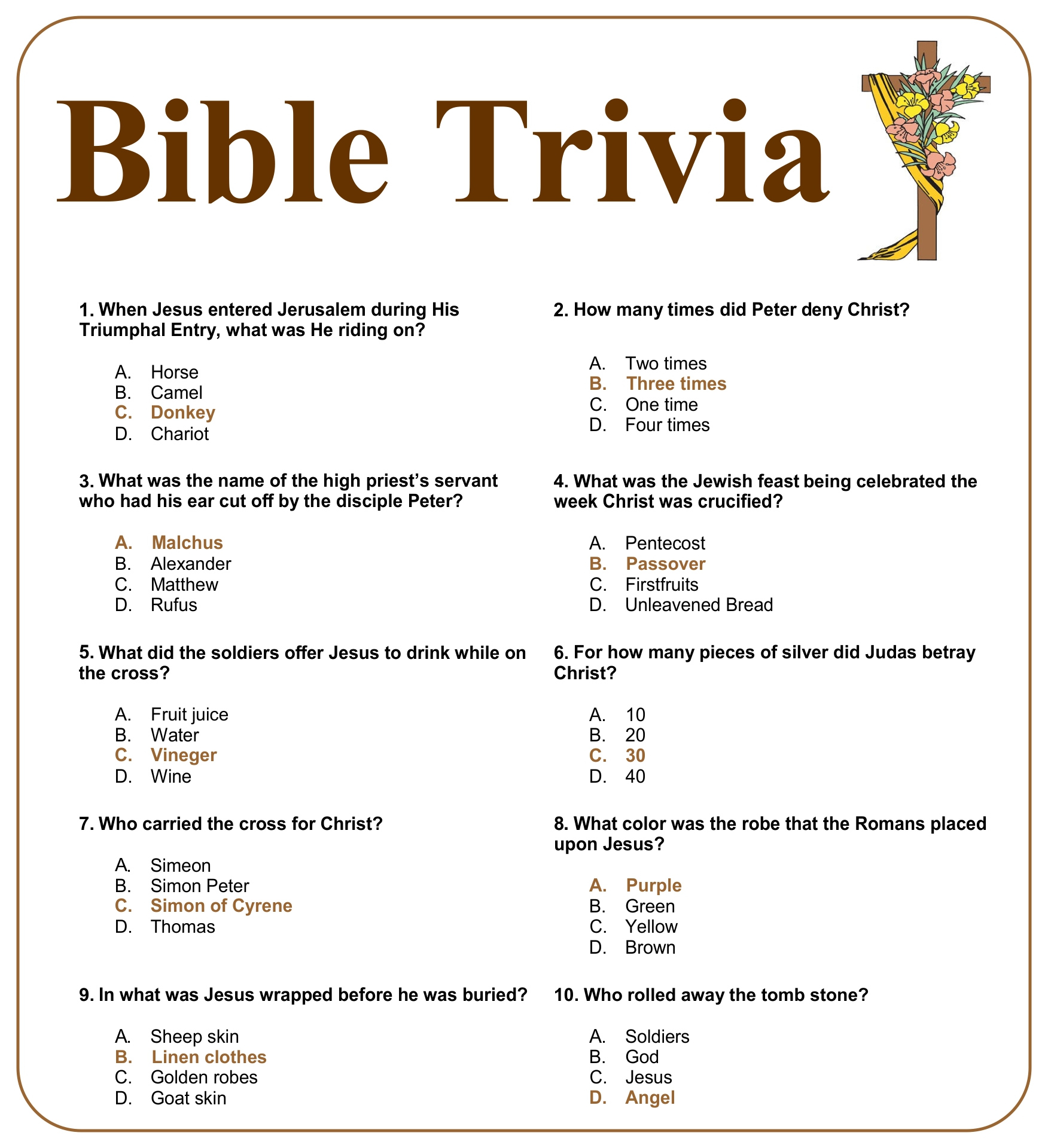 Printable Bible Trivia Questions And Answers