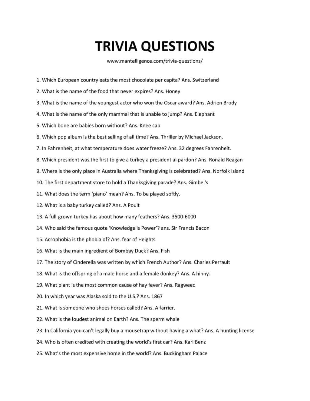 Best Trivia Questions Trivia Questions And Answer