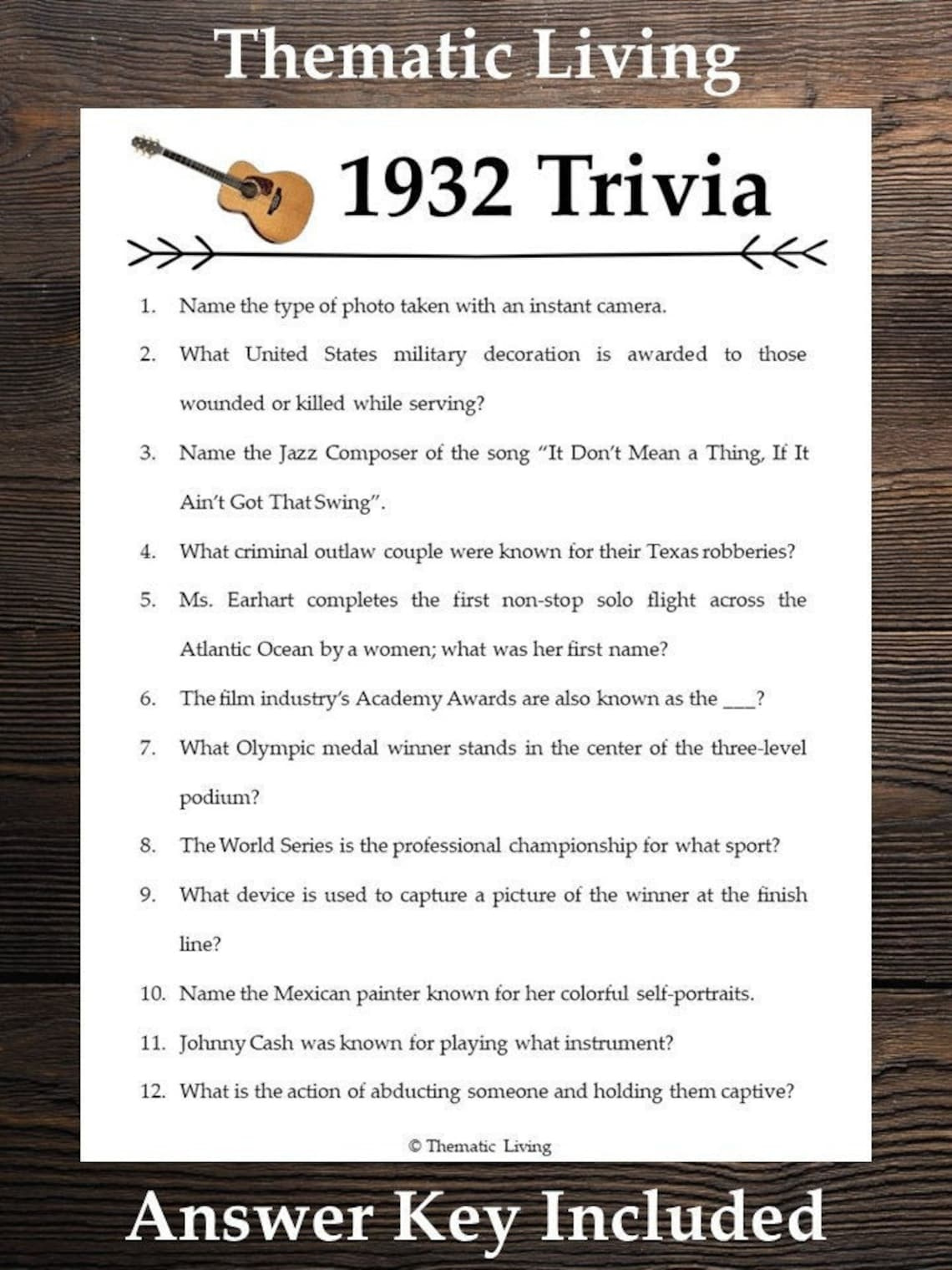 Fun Trivia Questions And Answers 1932