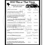 1950 Birthday Trivia Game 1950 Birthday Parties Instant Download