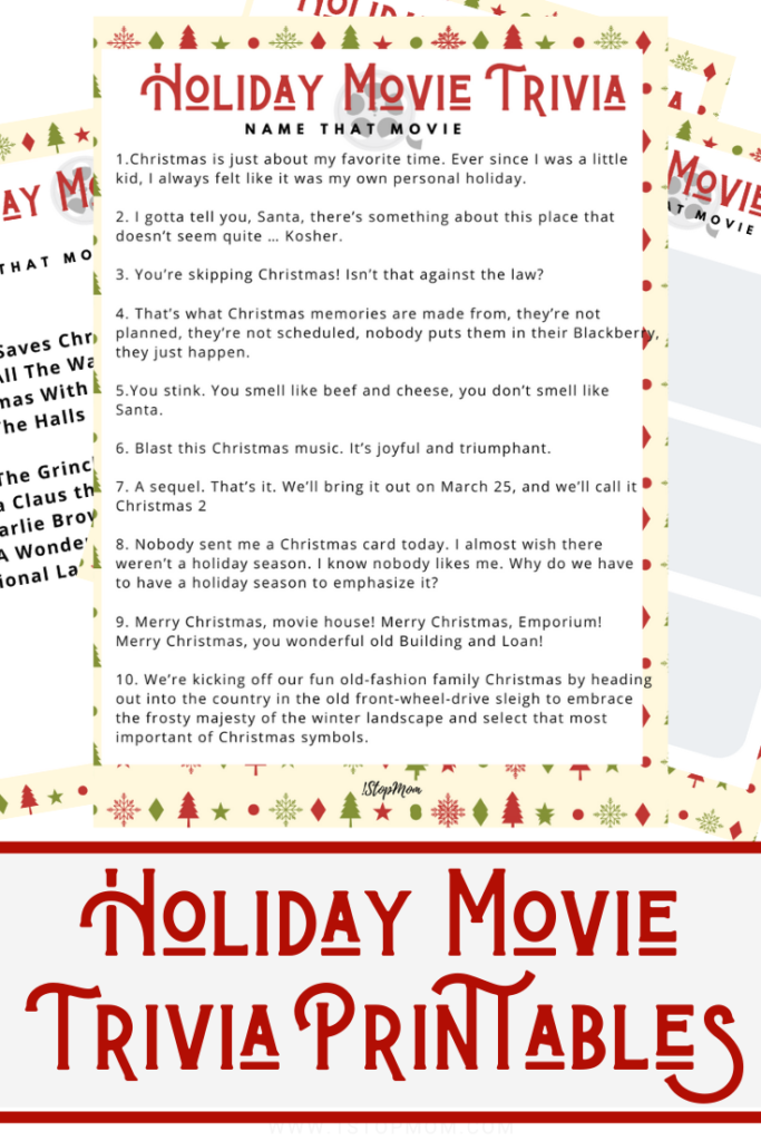 Christmas Movie Trivia Free Printable