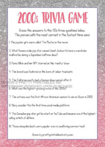 2000s Trivia Game Girls Night In Game 00s Trivia Game Printable