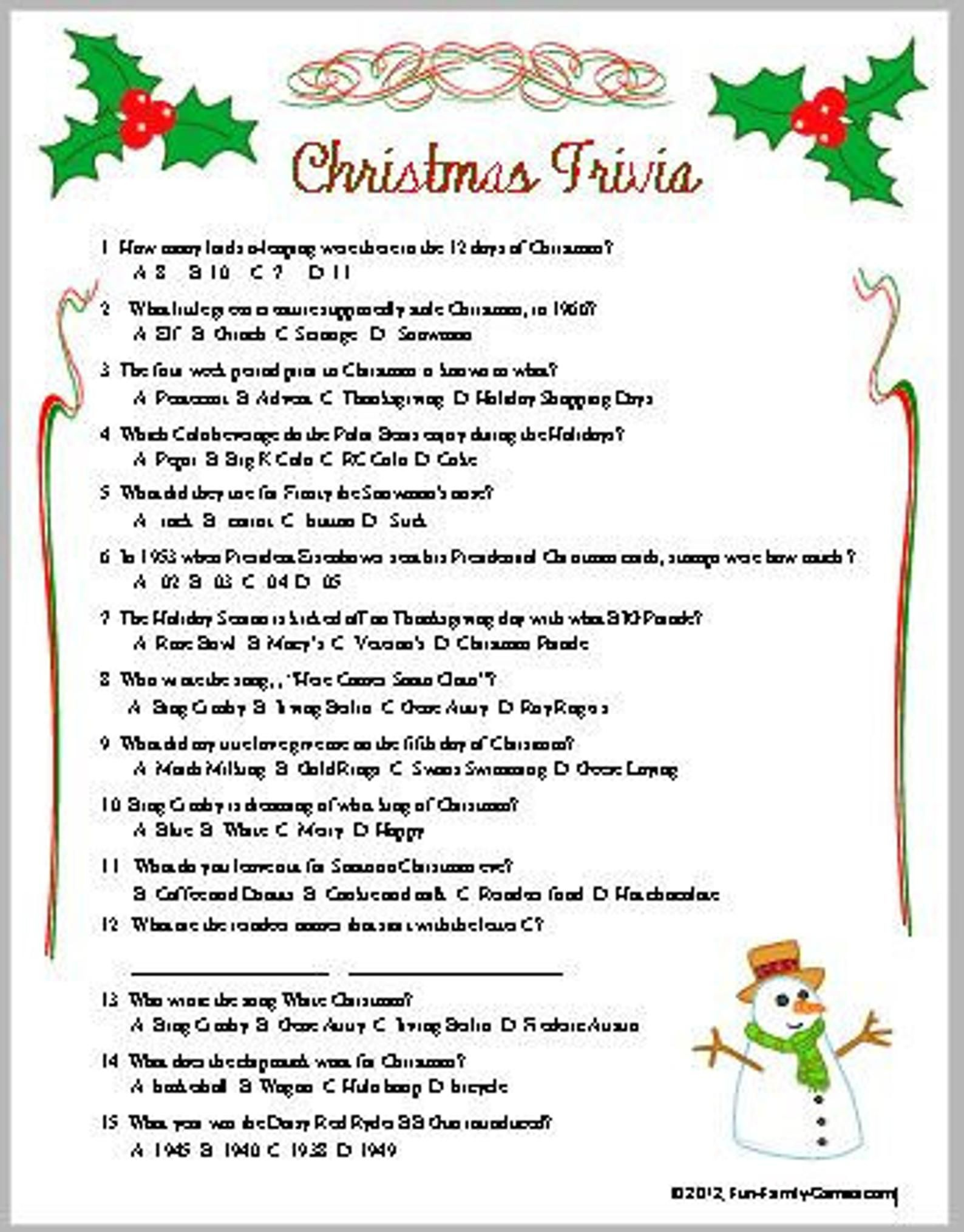 25 Easy Christmas Trivia Questions Answers Printable Ideas This Is Edit