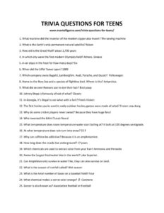 40 Best Trivia Questions For Teens Learn Cool Facts