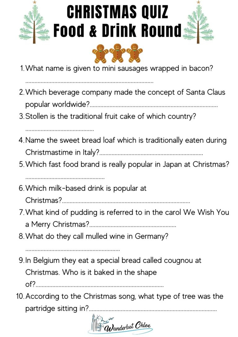 50 Christmas Quiz Questions Printable Picture Rounds Answers 2022 