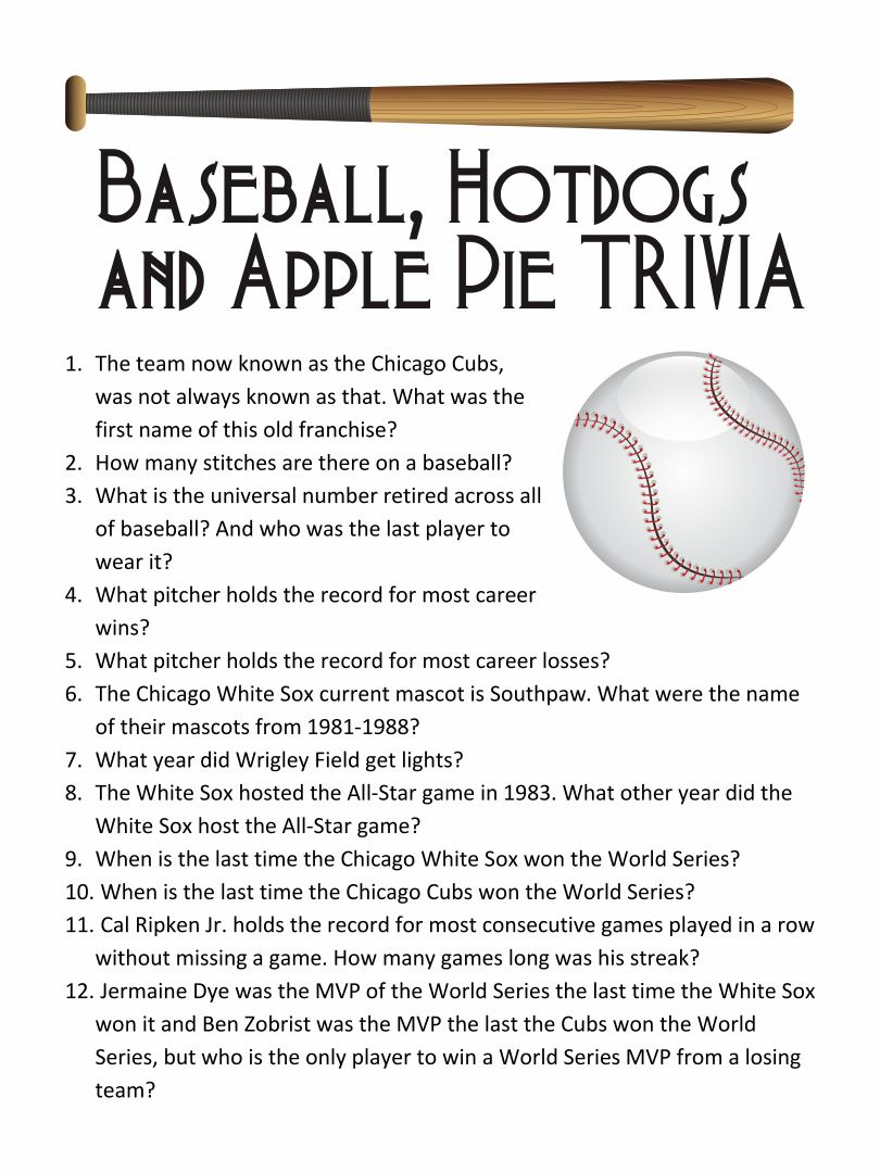 6 Best Printable Baseball Trivia And Answers Printablee