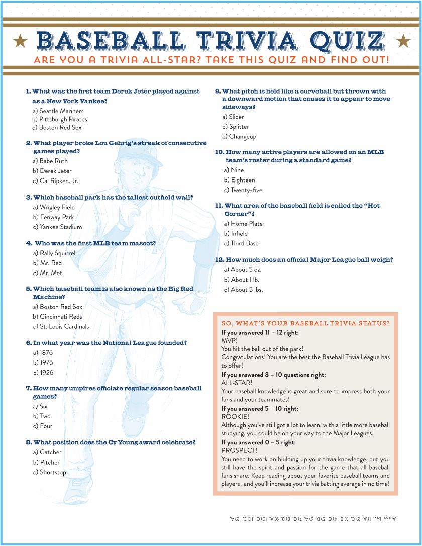 6 Best Printable Baseball Trivia And Answers Printablee