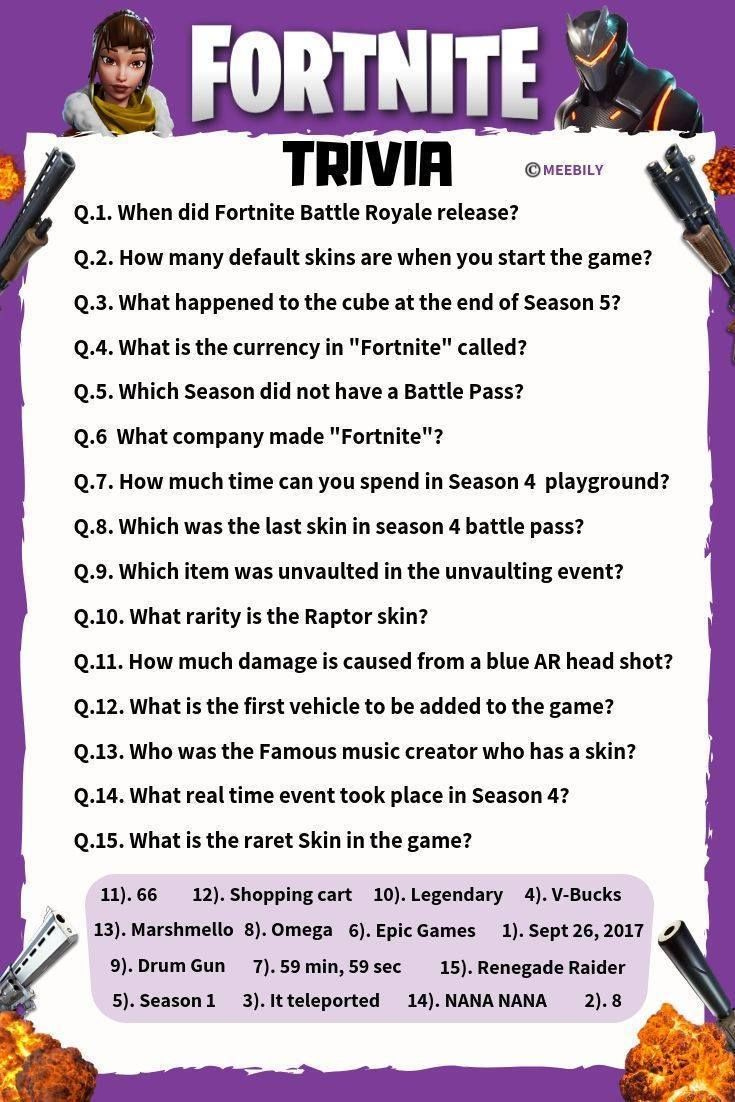 60 Fortnite Trivia Questions Answers Meebily Trivia Questions 