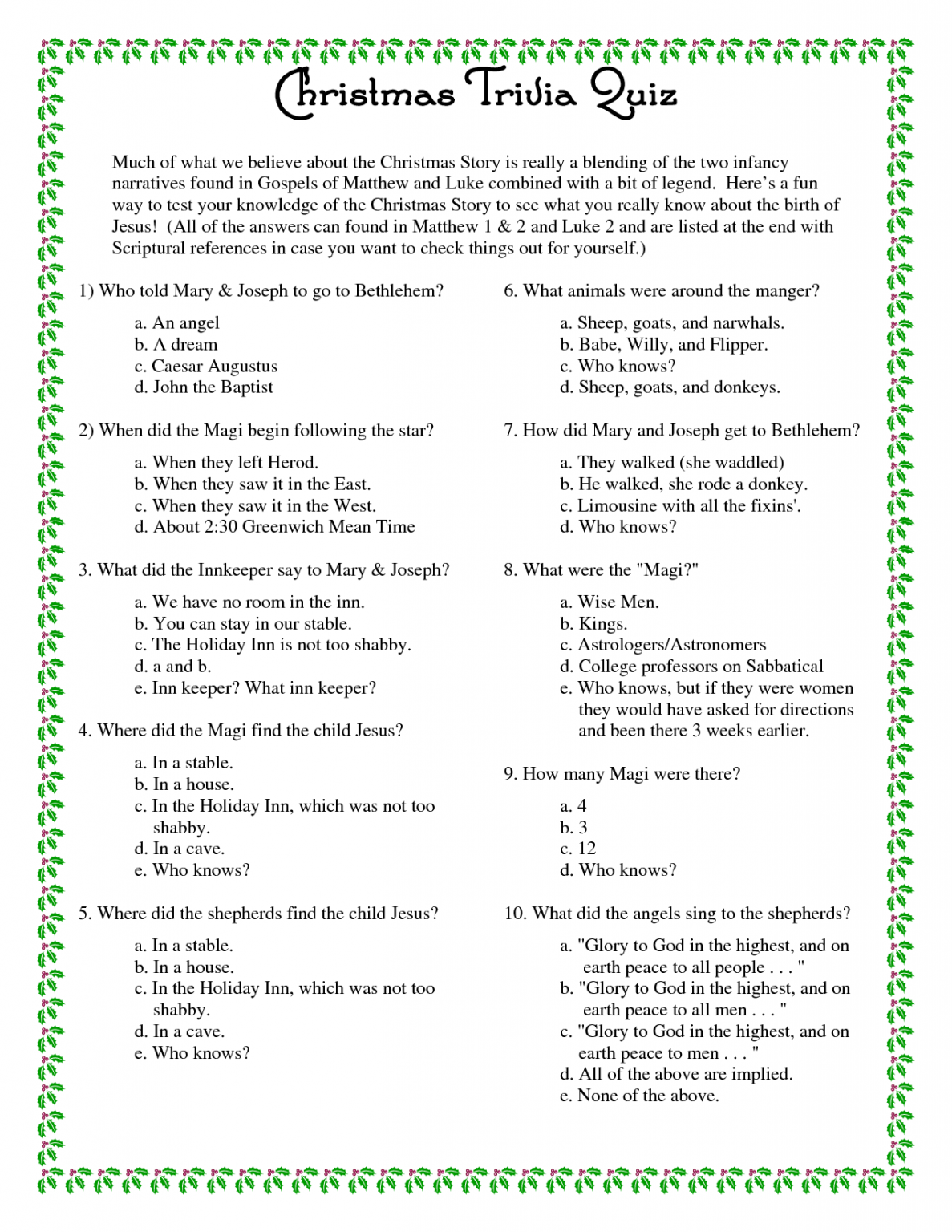 Best Ever Christmas Trivia Questions Trivia Questions and Answer