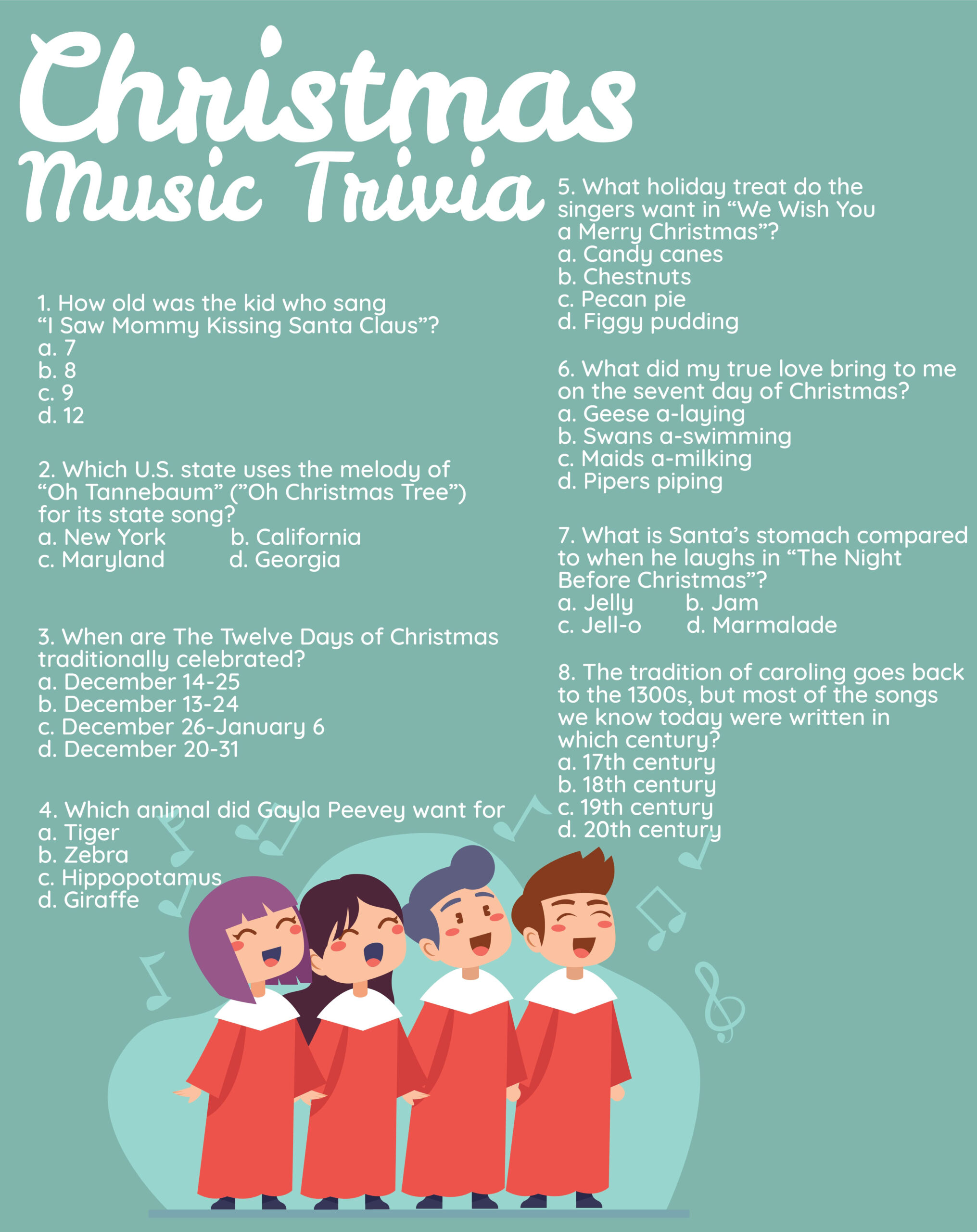 7 Best Printable Christmas Song Trivia Printablee