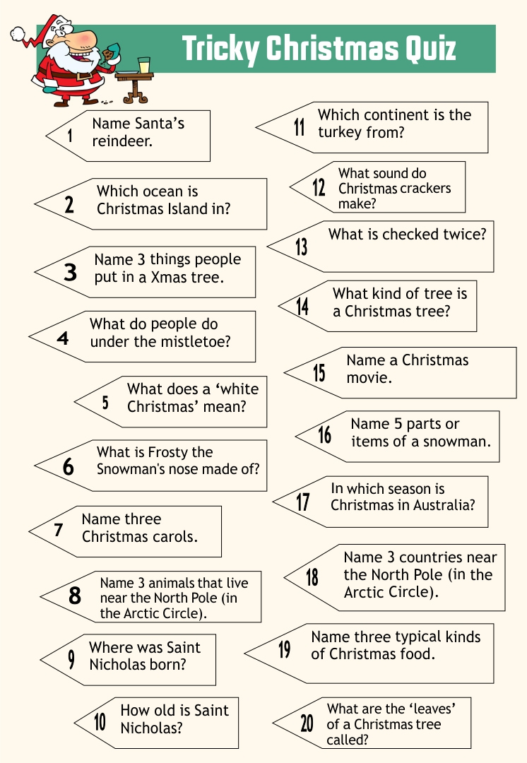 7 Best Printable Christmas Trivia Worksheets Printablee