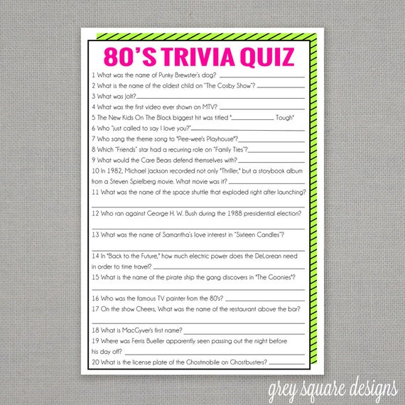 80’S TV Show Trivia Questions And Answers