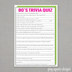 80 s Trivia Quiz Game