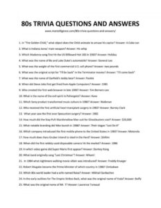 82 Best 80s Trivia Questions And Answers This Is The Printable 82 Best 80s Trivia Questions And Answers This Is The Printable