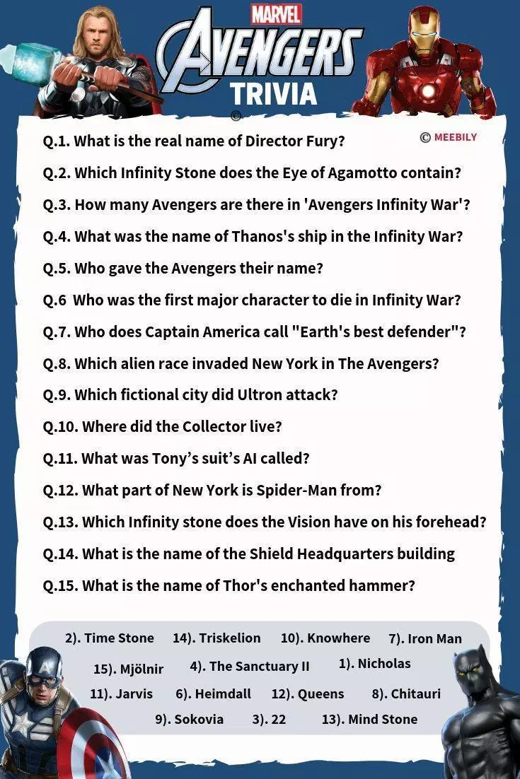 90 Avengers Trivia Questions Answers Meebily Avengers Trivia 