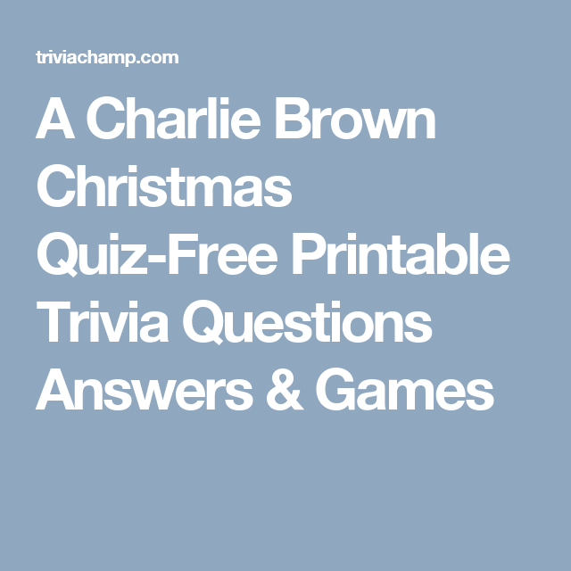 Charlie Brown Christmas Trivia Questions