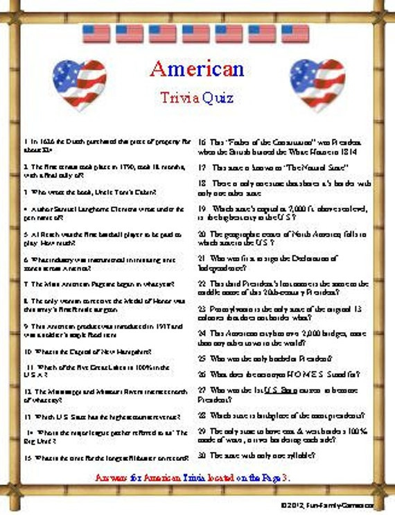 Trivia Questions And Answers About Usa