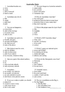 Australia Quiz Worksheet Free ESL Printable Worksheets Made By Teachers