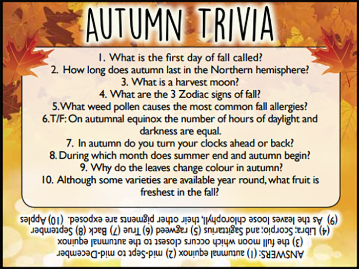 Autumn Trivia Trivia Questions And Answers Trivia Trivia For Seniors