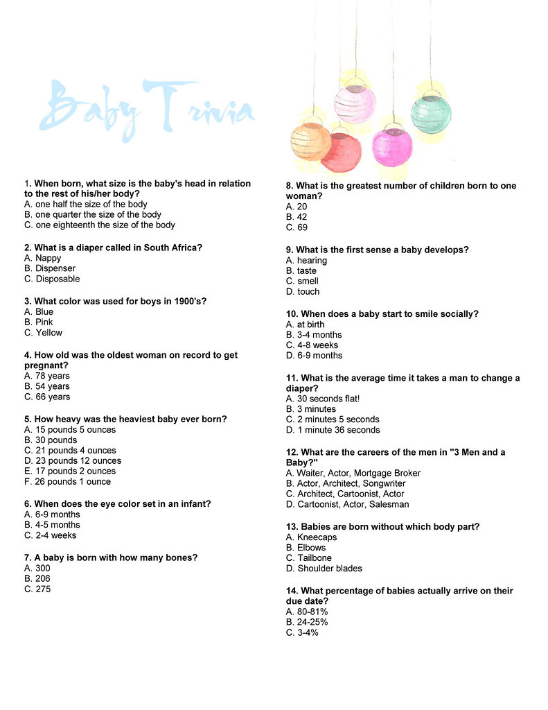 Baby Trivia Game Questions And Answers