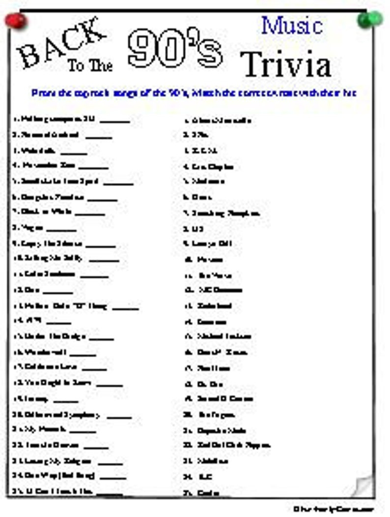 Printable Trivia Questions And Answers By The Decade