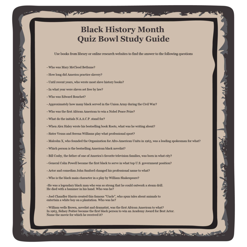 Black History Month Trivia Questions And Answers Game Questions