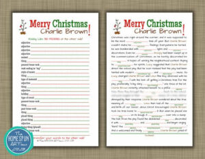 Charlie Brown Christmas Mad Libs Holiday By TheHomespunArtisan 12 95