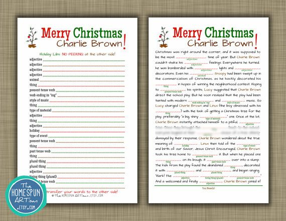 Charlie Brown Christmas Mad Libs Holiday By TheHomespunArtisan 12 95 