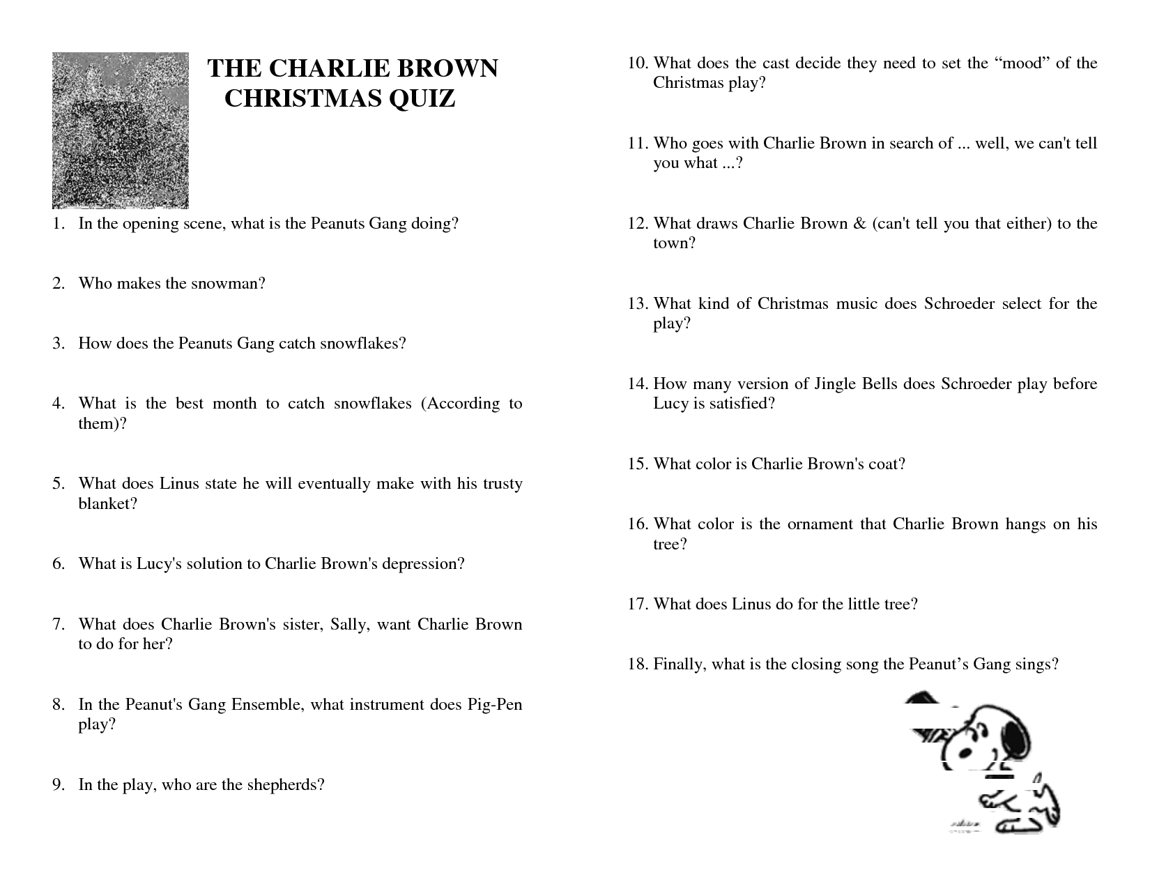 Charlie Brown Christmas Trivia Printable I Wanted A Charlie Brown C 