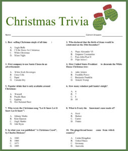 Christmas Carol Trivia Printable The Players Will Have To Choose The