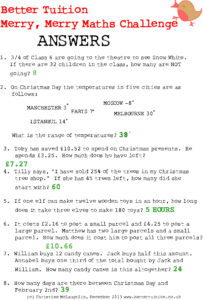 Christmas Maths Problems Answers Better Tuition