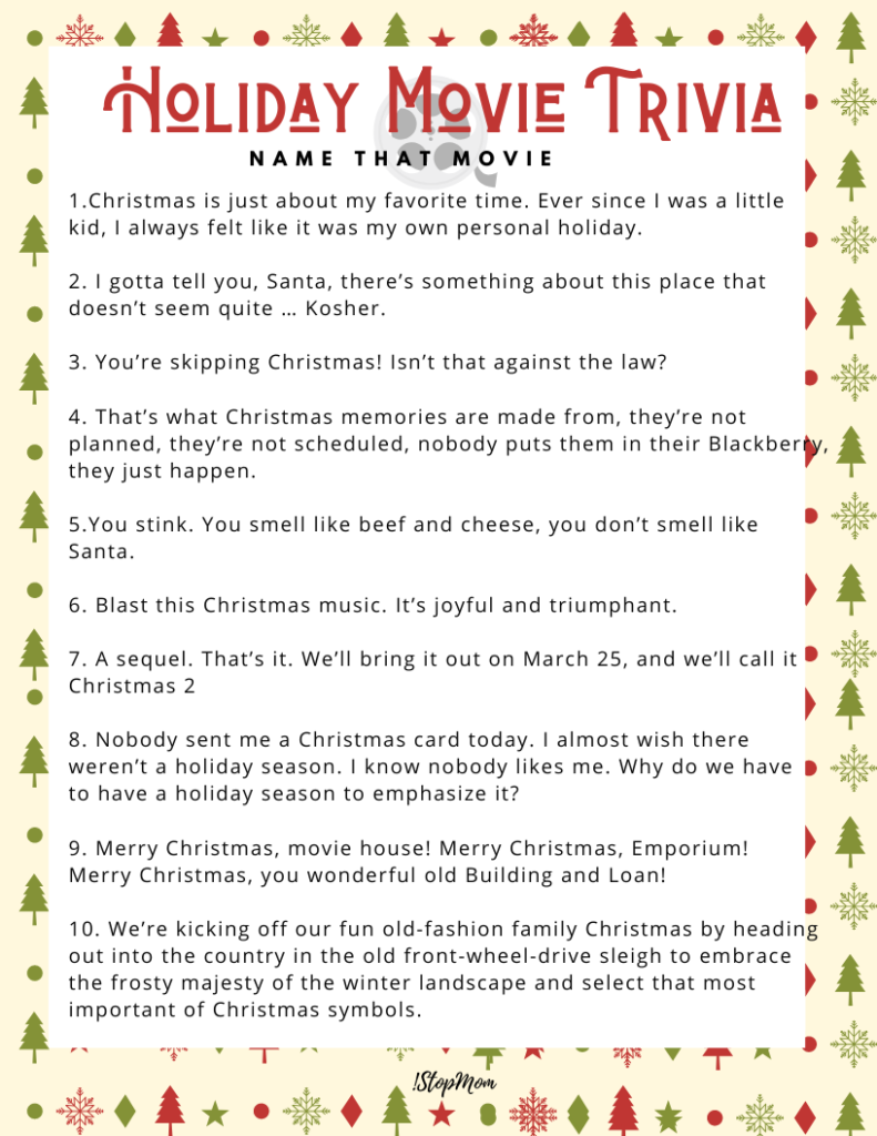 Christmas Movie Picture Quiz With Answers Printable Themediocremama