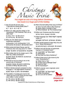 Christmas Music Trivia Printable Game Christmas Trivia Christmas