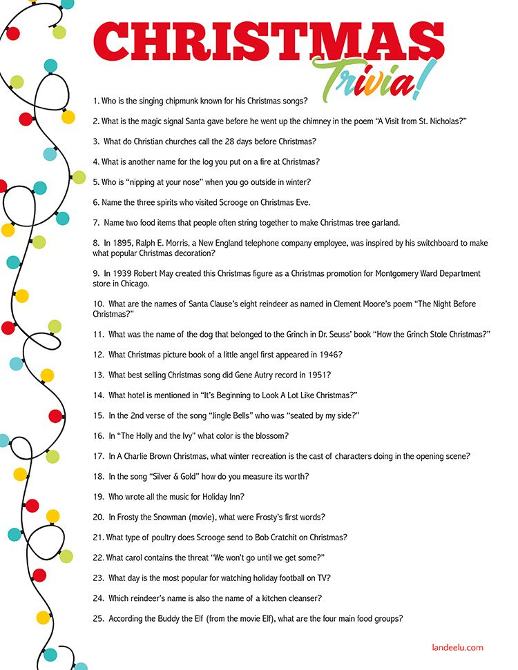 Christmas Quiz Questions And Answers Printable