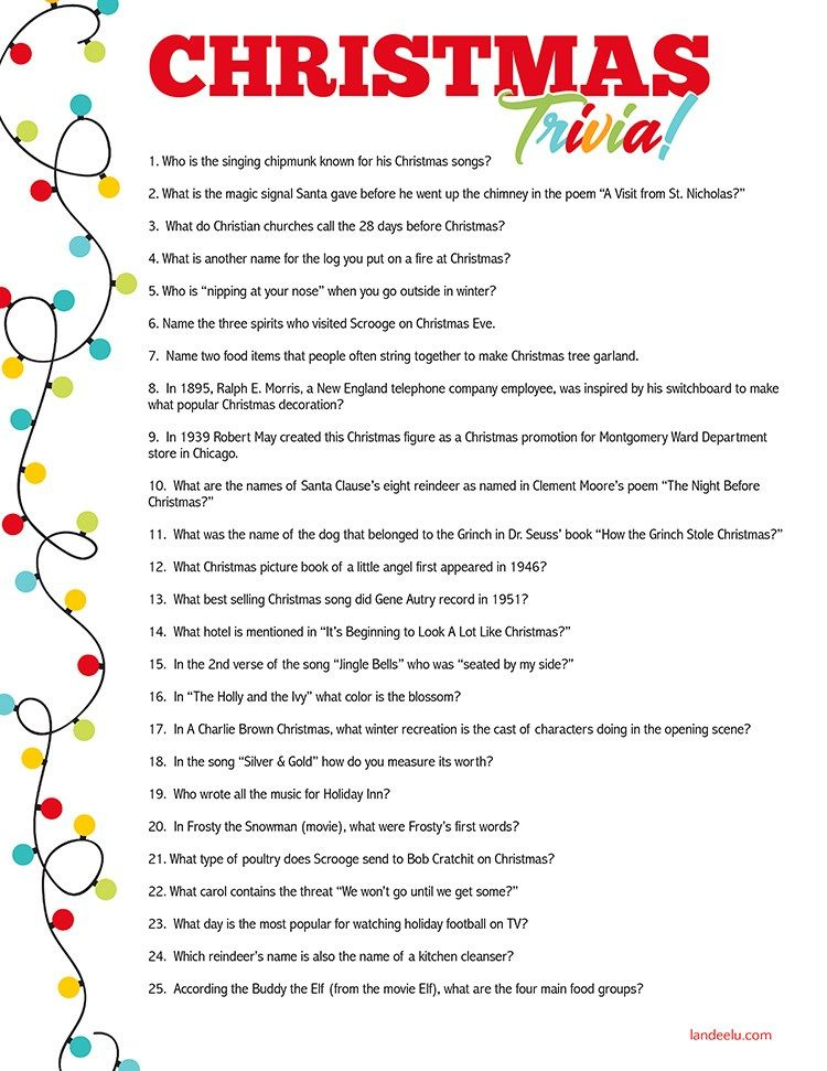 Christmas Quiz Questions Difficult CHRISMASIH