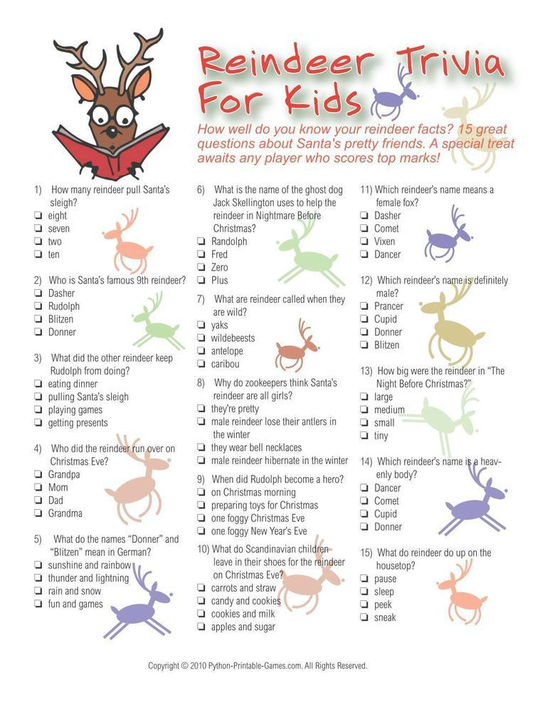Christmas Reindeer Trivia For Kids Catalogslister