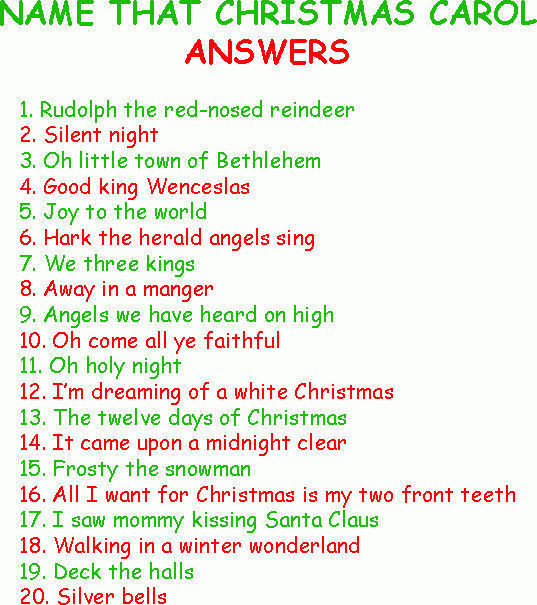 Christmas Carols Trivia Questions And Answers