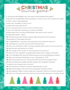 Christmas Trivia Game Free Printable Holidays Christmas Trivia