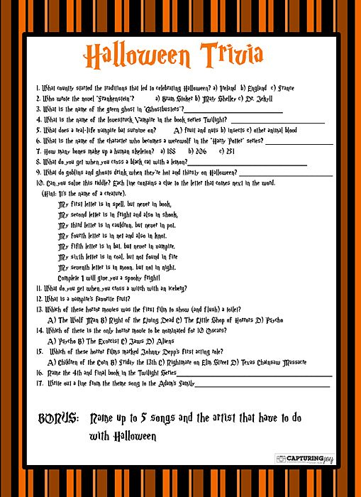 Couples Halloween Party Halloween Facts Halloween Trivia Questions 
