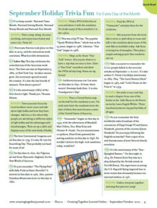 Creating Together Journal September Fun Trivia For Nursing Homes
