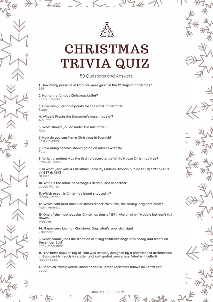 Difficult Christmas Trivia Pdf Information Keira s Blog