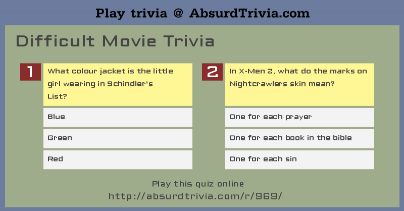 Difficult Movie Trivia